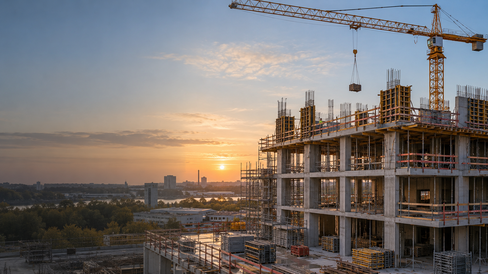 Konzeptvisualisierung eines Hochbau-Rohbaus